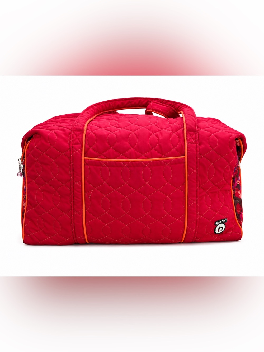 Cinda B Oversized Quilted Travel Duffel Bag Red Pink Floral 32” Weekender
